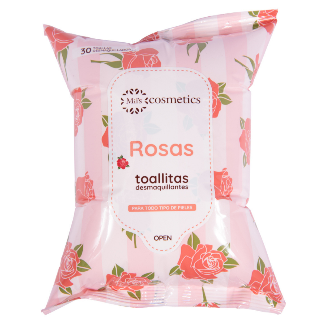 Toalla Desmaquillante Rosas x 30 Und Miis Cosmetics
