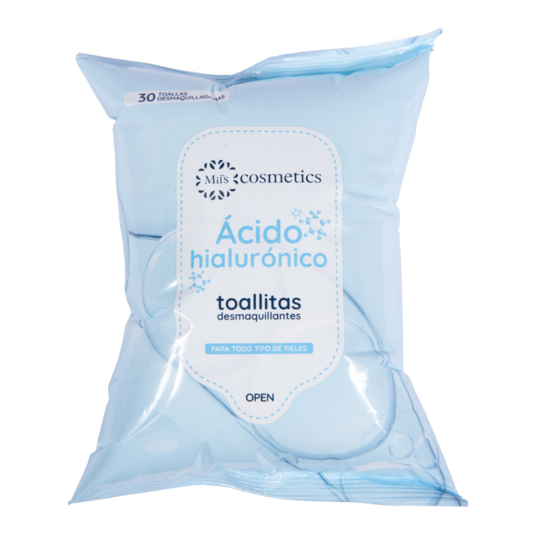 Toalla Desmaquillante Acido Hialuronico x 30 Und Miis Cosmetics